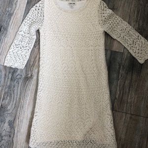 White lace 3/4 quarter sleeve dress